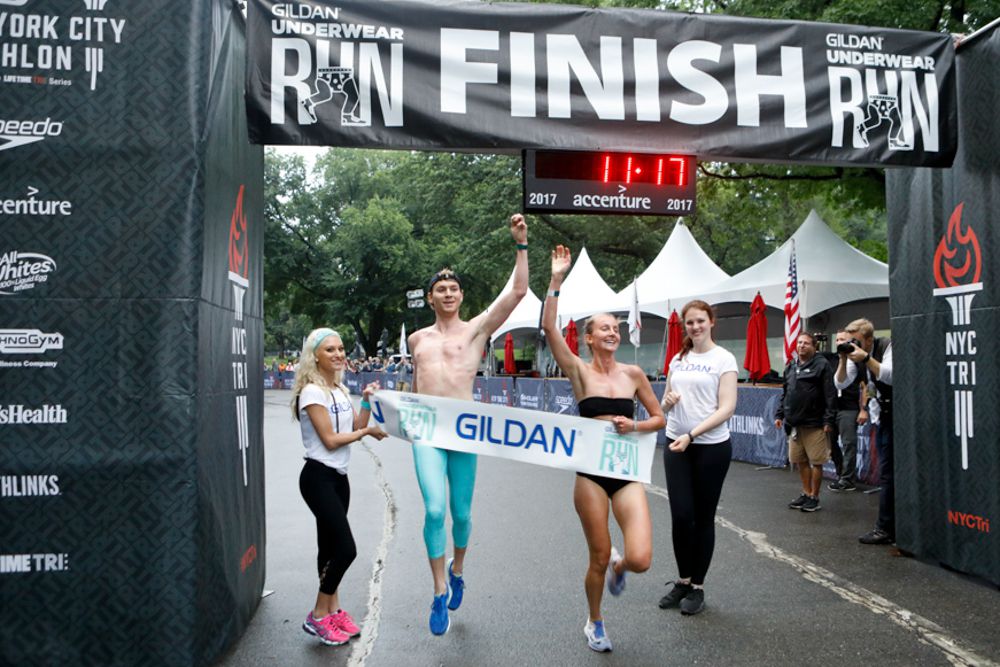 Corinne Fitzgerald from Hell's Kitchen was the first female finisher of the Gildan Underwear Run with a time of 11:17 (Tom Olesnevich for the NYC Triathlon)